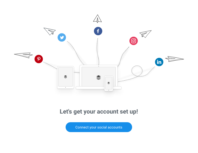 Buffer screenshot: Connect your social accounts button.