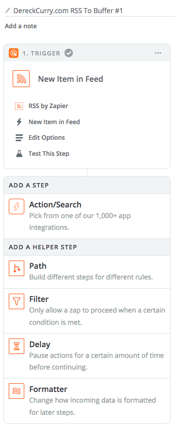 Zapier screenshot: Add A Zap Step.