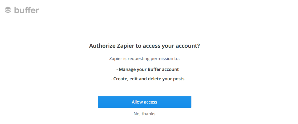 Zapier screenshot: Authorize Zapier to access your account?