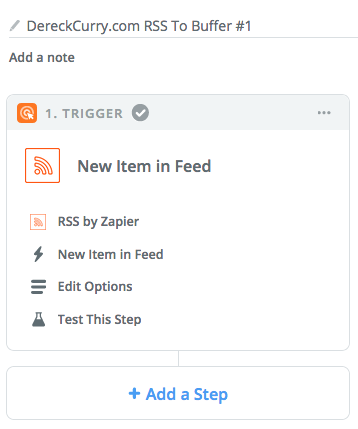 Zapier screenshot: Trigger app configured.